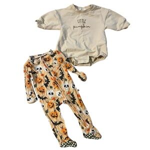 Fall Bundle (0-3 Months) | August & June Sweater + Little Bum Bum Footie Pajamas